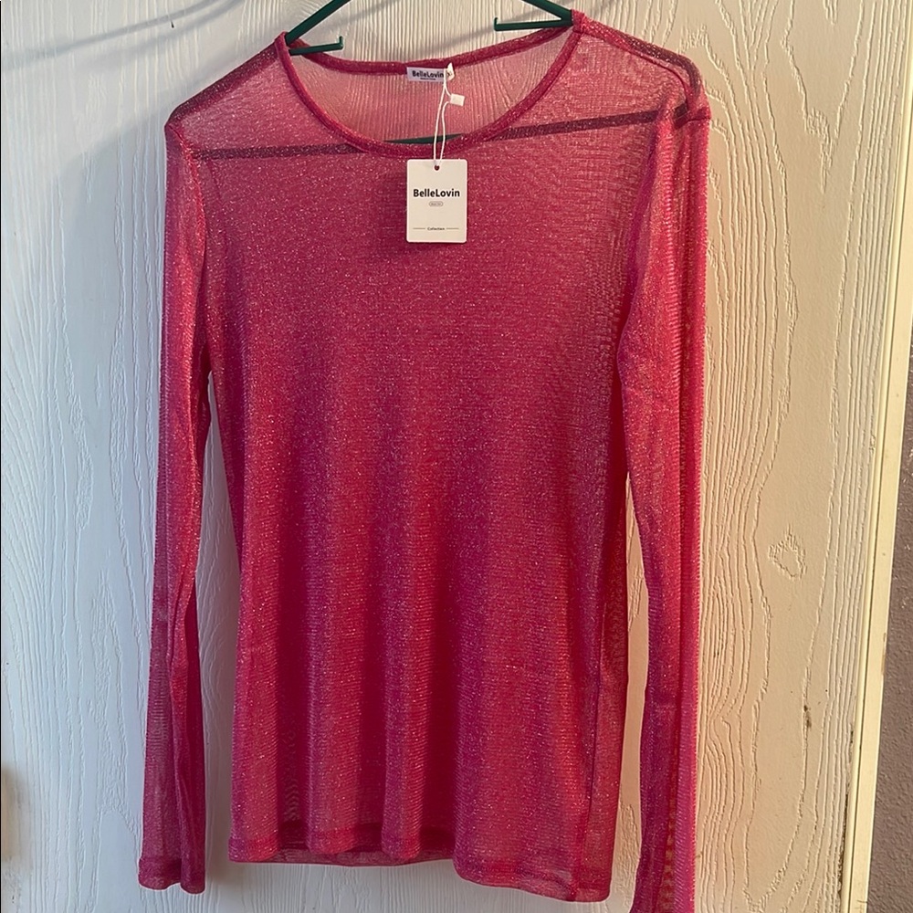 Pink Sheer Women's Top XL